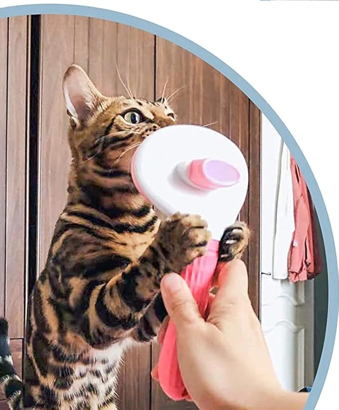Pet Hair Removal Grooming Cleaning Pet Comb Pet Dog Pet Cat Hair Brush Dog Hair Cleaner Comb Needle Tool Release Button Self Cleaning Easy Use (GREY) (Pink and White)