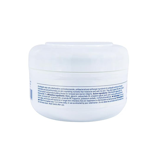 CeraSoothe CHX+KET Antiseptic Wipes Formulated for Dogs, Cats, & Horses – Chlorhexidine & Ketoconazole Medicated Pet Wipes – Antibacterial & Antifungal Skin Care for Pets – 30 Count