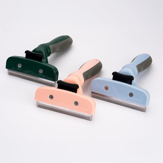 Deshedding Grooming Tool for Dogs and Cats with Fur Release Button for Any Length Fur with Ergonomic Handle