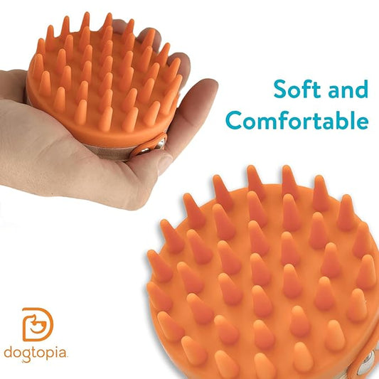 Dog Bath Brush | Dog Shampoo Brush | Dog Scrubber for Bath | Dog Washing Brush with Handle | Pets Deshedding & Massaging for Long & Short Haired Dogs and Cats