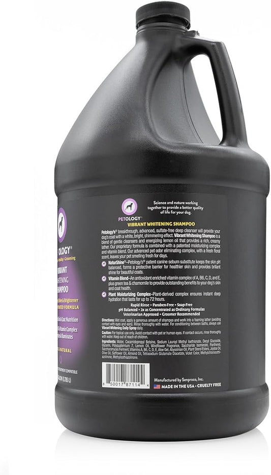 Vibrant Whitening Dog Shampoo, Gallon - Natural, Whitens and Brightens The Coat, Eliminates Smelly Pet Odors, Moisturizes Dry Itchy Skin, Bulk Refill Size 128 oz