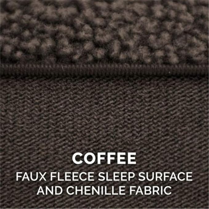 Furhaven Orthopedic Dog Bed for Large/Medium Dogs w/ Removable Bolsters & Washable Cover, For Dogs Up to 55 lbs - Plush & Suede Sofa - Espresso, Large