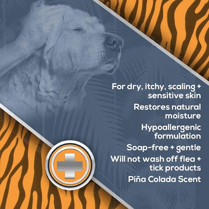Jungle Pet Aloe Oatmeal Shampoo for Dogs - Sensitive Skin Dog Shampoo Oatmeal - Natural Dog Shampoo Sensitive Skin - Hypoallergenic Pina Colada Dog Oatmeal Shampoo - 12 oz