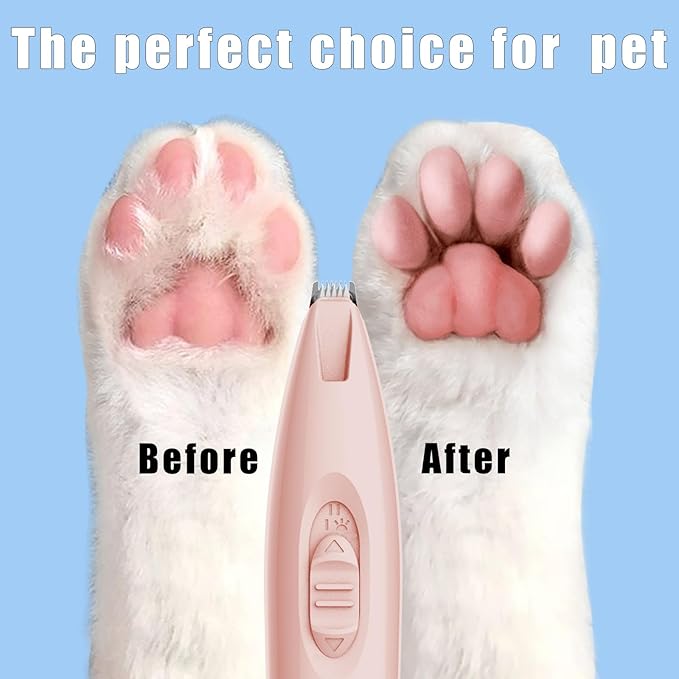 KIKETECH LED Dog Paw Trimmer - Cordless, Low Noise Dog Clippers for Grooming, Rechargeable Small Area Shaver for Cats, Soft Red