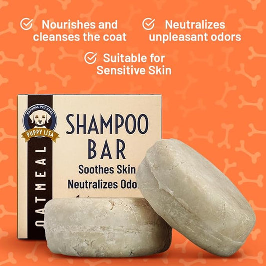 Natural Dog Shampoo Bar - Neutralizes Odors - Made in USA, Vegan, Hypoallergenic - Made with Natural Ingredients - 1 Dog Shampoo Bar is Equivalent to 24oz of Liquid Oatmeal Shampoo (1 Bar)