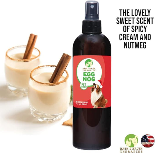 Bath & Brush Therapies® Egg Nog Pet Cologne For Dogs 12.5 oz | Long-Lasting Odor Eliminator | Paraben-Free | Biodegradable & Non-Toxic | Made in USA
