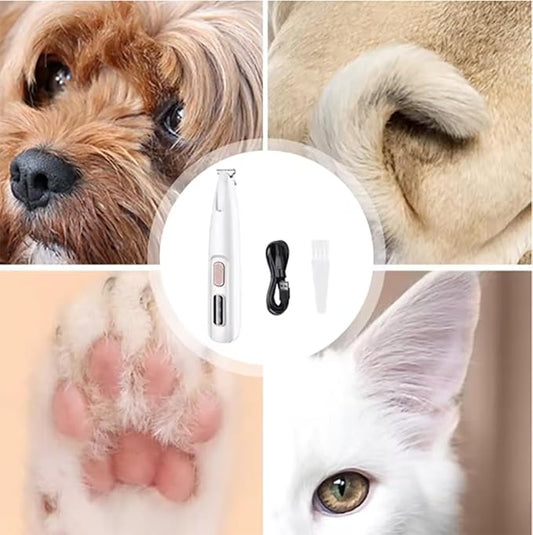 Dog Clipper Electric Paw Trimmer with LED Light - Waterproof, Rechargeable, Low Noise Pet Hair Shaver for Dogs and Cats(Equipped with Replacement blade2pcs) 