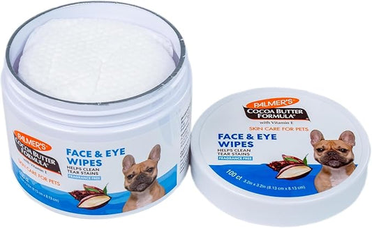 Palmer's for Pets Face and Eye Wipes with Cocoa Butter and Vitamin E, Dog Cleaning and Care, Specially Formulated for Dogs, 100ct - 6 Pack