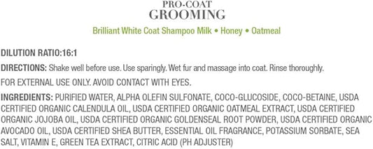Pro-Coat Grooming Brilliant White Coat Shampoo (Oatmeal, Milk, & Honey) 1 Gallon