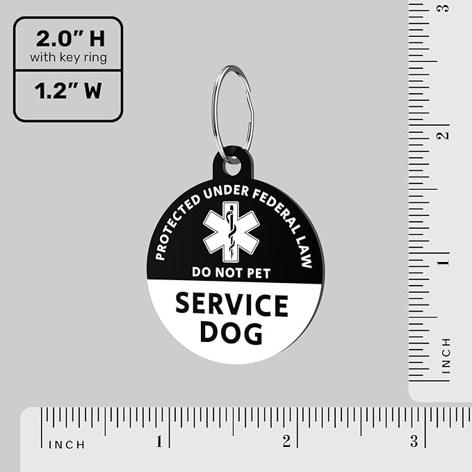 MYLUCKYTAG Service Dog Tag, QR Code Stainless Steel Pet ID Tag Dog Tag, Online Pet Profile, Pet Location Alert Email, Digital Pet Tag, Durable Pet ID, Dog Collar Tag, Engraved Pet Tag