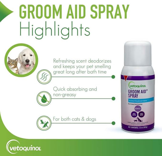 Vetoquinol Groom-Aid Detangler & Deodorizer Spray for Dogs & Cats, 7oz