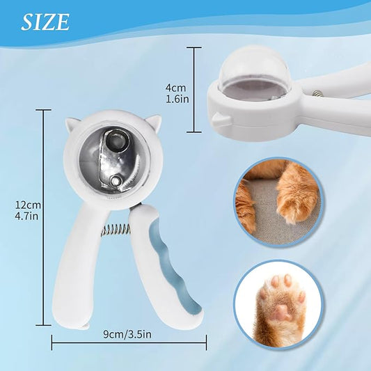 WishLotus Pet Nail Clippers, Anti-Slip and Splash Dogs Nail Clipper with Clear Baffle and Hide Nail File Cat Claw Clippers Grooming Tool Accessories for Small Animals Nail Trimming (Blue)