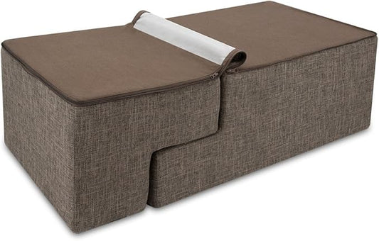 Best Pet Supplies Portable Foldable Foam Pet Stairs/Steps for Couch, Sofa, and High Bed, Non-Slip Bottom Balanced Paw Safe - Brown Linen, Foldable 4-Step (H: 22")