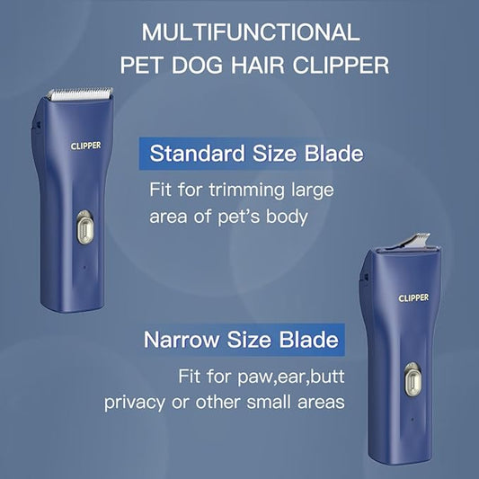 Handy & Powerful Long Lasting Pet Electric Hair Trimmer Kits Waterproof Cordless Rechargeable Grooming Shavers for Small Dogs and Cats