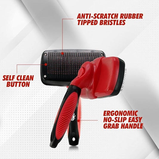 Self Cleaning Slicker Brush – Dog Slicker Brush Removes Loose Undercoat, Mats & Tangled Hair – Pet Slicker Brush for Small, Medium & Large Cats & Dogs with All Hair Types – with Retractable Bristles