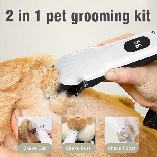 Grooming Kit and Paw Trimmer for Cat Dog 2 in 1 Cordless Hair Clippers for Matted Hair Cats Dogs Quiet Shaver for Thick Hair Pets Horse Animals