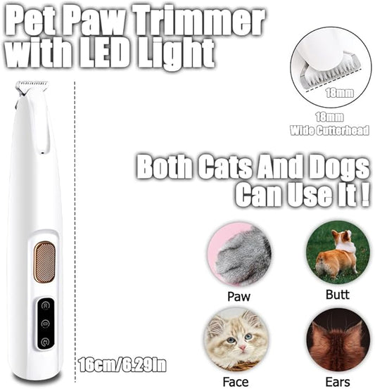 Waterproof Pet Micro Precision Trimmer, Rechargeable Pet Shaver with LED Light,Multifunctional Pet Clippers, Pet Paw Trimmer for Paws, Ears, Face, Rump