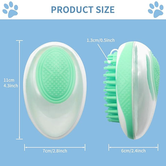 WishLotus Pet Bath Brush, Puppy Massage Brush with Shampoo Dispenser Pet Grooming Tool for Small Animals Soft Silicone Dog Shower Brush for Long Short Haired Dog and Cat Washing (Green)
