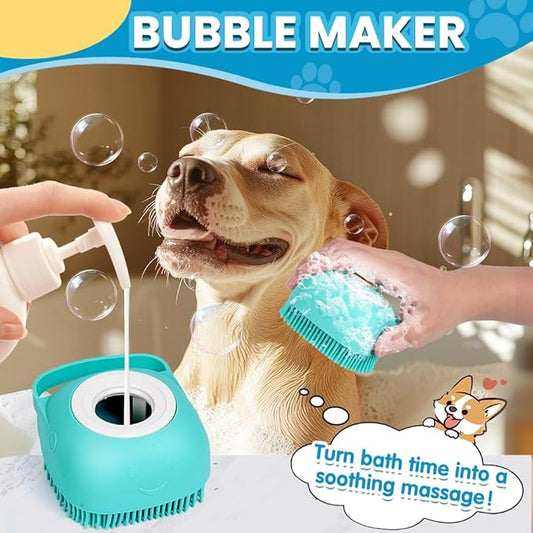 3PCS Dog Bath Brush | Dog Scrubber for Bath | Dog Shampoo Brush | Dog Washing/Shower Brush, Suitable for Short/Long Haired Dogs, Dog Brush for Shedding, Bathing, Massaging & Grooming (Blue Blue Green)