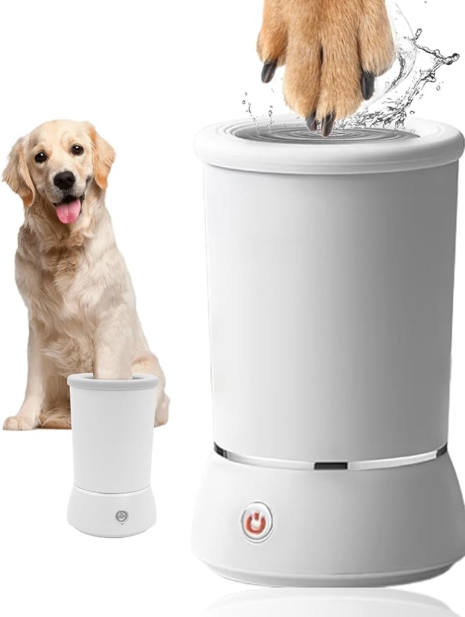 Automatic Dog Paw Cleaner for Dogs,Electric Dog Foot Paw Washer Cup and Massager,2 Speeds for Thorough Cleaning and USB Rechargeable,Pet Paw Feet Cleaner for Small Medium Dogs Cats (White)