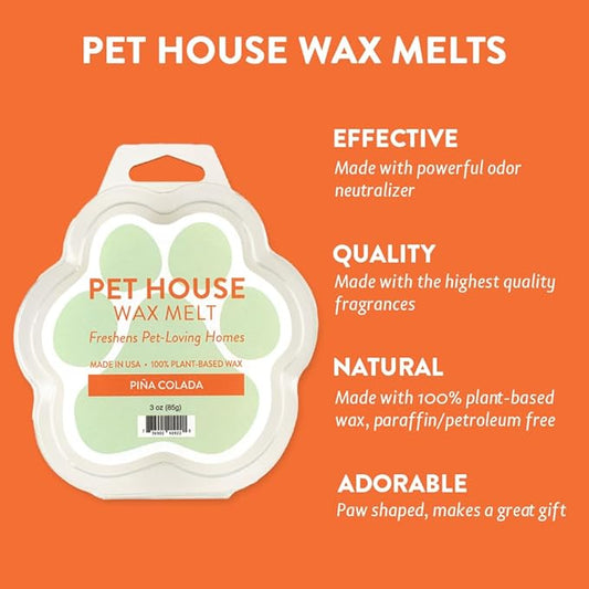 One Fur All Pet House Spring and Summer Wax Melts for Pet Odor, Natural, Plant Based Soy Wax Melts, Long Lasting Fragrance for Fresh Smelling Homes, Pina Colada