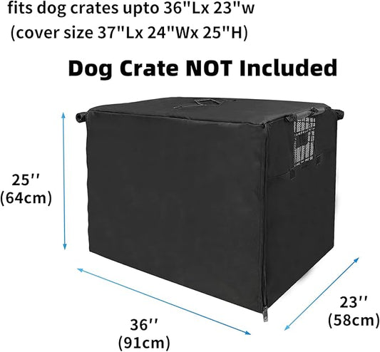 36 Inch Dog Crate Cover,Pet Kennel Cover for Wire Large Dog Cage with1 2 3 Doors. Durable Waterproof 600D Oxford Fabric Indoor/Outdoor Black