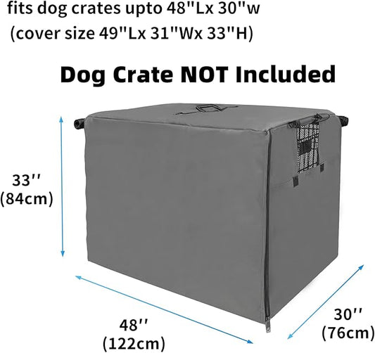 Dog Crate Cover 48 inch XL Dog Kennel Outside Cover, Big Dog Cage for Large Dogs Wire with1 2 3 Doors, Waterproof 600D Oxford Fabric Indoor/Outdoor Gray(Dog Crate NOT Included)