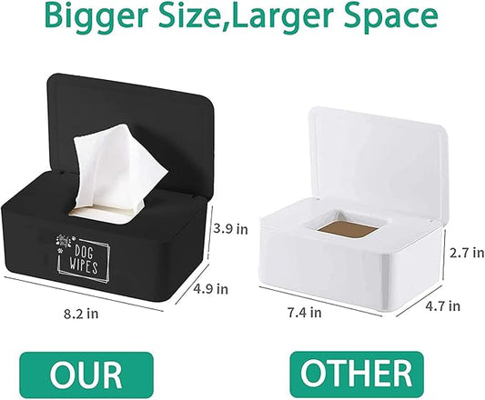 Moorfowl Woof Woof Dog Wipes Dispenser,Upgarde Size(8.2L x 4.9W x 3.9H inches),Grooming Butt Wipes Container Holder for Dog Paw