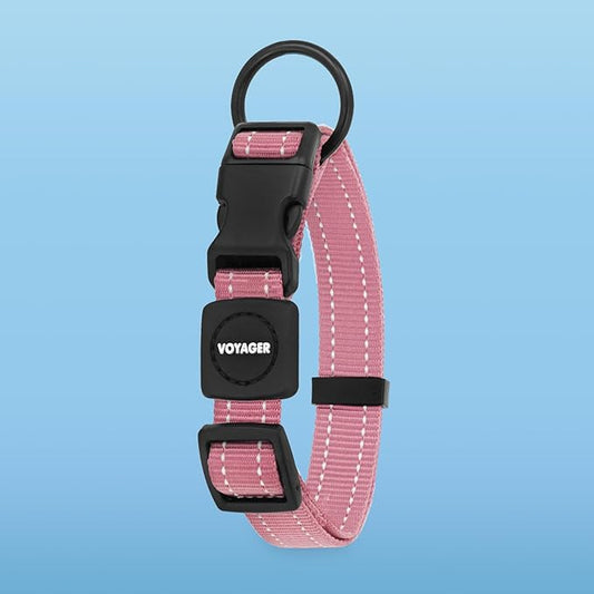 Voyager Reflective Dog Leash Collar Set with Neoprene Handle Supports Small, Medium, and Large Breed Puppies, Cute and Heavy Duty for Walking, Running, and Training - Pink, S