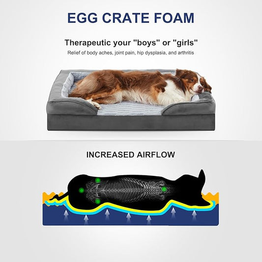 FURTIME Orthopedic Dog Beds for Small Dogs - Waterproof Small Dog Bed, Ultra Comfy Supportive Foam Pet Couch with Removable Washable Cover, Egg Foam Dog & Cat Beds with Nonskid Bottom