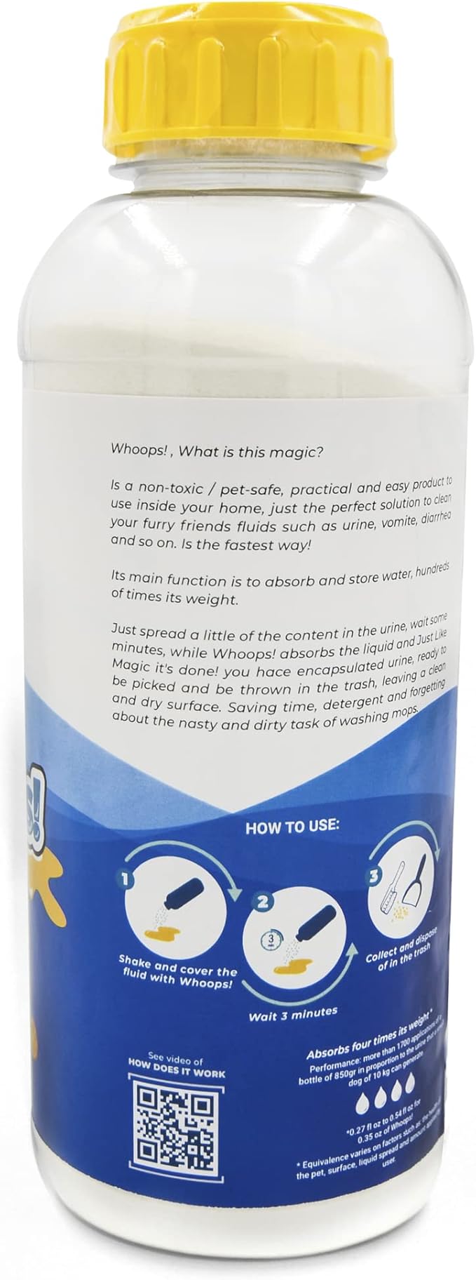 Whoops! Pet Accident Cleanup Powder - Non-Toxic, Citrus Fragrance, Absorbs & Deodorizes Urine, Vomit, Diarrhea - 2 Pack (29.98 oz Each)