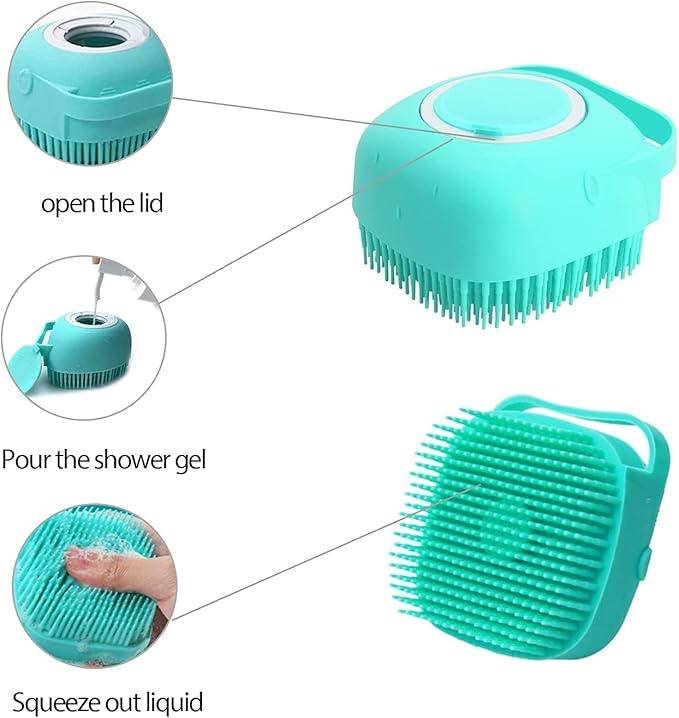 Shampoo Cat Dog Sink Brush Washing Soap and Shampoo for Long Short Haired Dogs Cats Shower Pet Grooming Bath Soft Silicone Bristle Massage Brush OZE-50 (Pink, Standart)