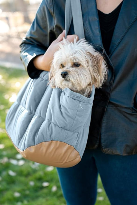Cozy Plush Pet Carrier Purse - Secure Harness Clip, Lightweight Tote Design for Small Dogs and Puppies (Light Blue)