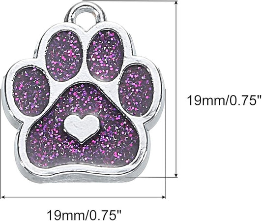 MECCANIXITY Cat Dog Paw Charm Footprint Paw Print Charm Alloy Enamel Pendants for DIY Jewelry Making, Earrings Necklaces Bracelets, Crafts