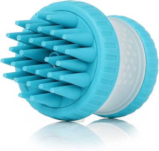 Dexas ScrubBuster Silicone Dog Washing Brush with Built-in Shampoo Reservoir, Blue, One Size (PW73022-312)