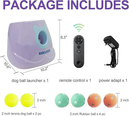 BESTHLS Automatic Dog Ball Launcher Interactive Tennis Ball Thrower Machine for Small Medium Dogs Fetching Distance 10-30ft (Purple, Remote Included)
