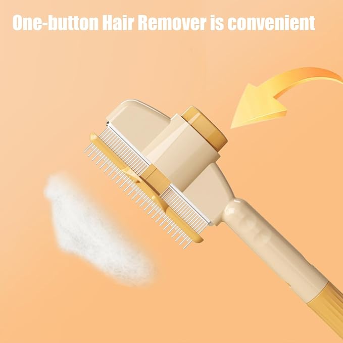 Pet Brush, Hair Grooming Brush Removal Comb, Cat Dog Brush for Massaging and Cleaning Shedding, Multifunctional with Release Button,Yellow