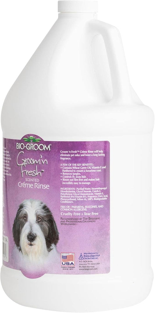 Bio-Groom Groom'n Fresh Dog Conditioner – Scented Dog Bathing Supplies, Puppy Wash, Cat & Dog Grooming Supplies for Sensitive Skin, Cruelty-Free, Made in USA, Tearless Dog Products – 1 Gallon