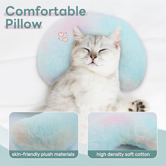 T'CHAQUE Dog Pillow Dog Calming Pillow for Small Dogs Anxiety Relief Comfort Dog Neck Pillow Bed Soft Cat Pillow for Indoor Cats Half Donut Cuddler U-Shaped Pillow Pet Sleeping Improve Calming Toy