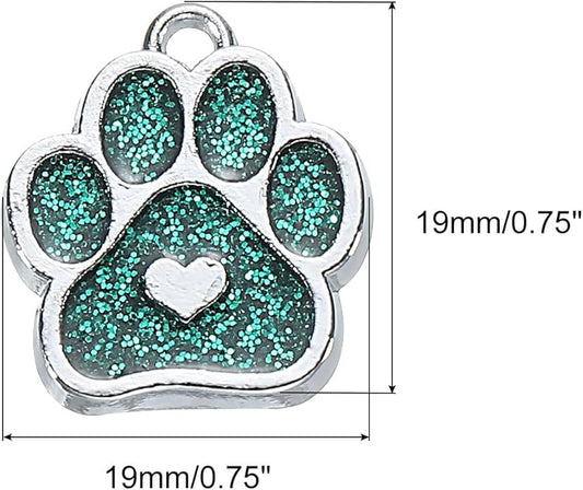 MECCANIXITY Cat Dog Paw Charm Footprint Paw Print Charm Alloy Enamel Pendants for DIY Jewelry Making, Earrings Necklaces Bracelets, Crafts