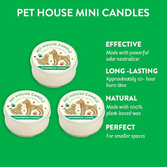One Fur All Gingerbread Cookies 3 Pack - Pet Odor Eliminator - Natural Wax Candle Set - Non-Toxic Scented Candle