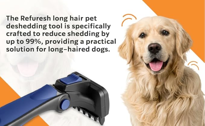 Deshedding Brush for Dogs & Cats - Small & Blue, Long Hair Grooming Tool, Dog Deshedding Brush, Cat Deshedding Brush, Lightweight Deshedding Tool for Shedding Control