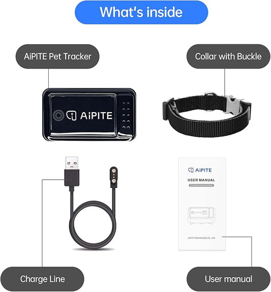 GPS Pet Tracker, Activity Monitor for Dog, Real-Time Location & Escape Alerts & Virtual Fences, No Monthly Fee & Support Multi User Co-Monitoring, Waterproof & Drop-Proof