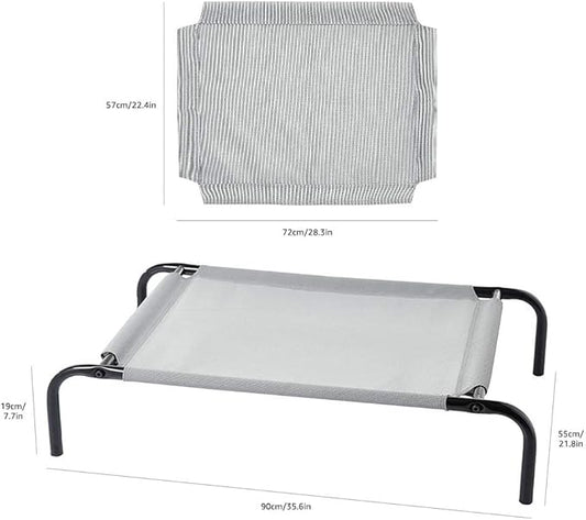 Amazon Basics Cooling Elevated Pet Bed, Small (36 x 22 x 7.5 Inches), Grey