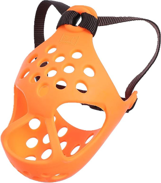 Short Snout Dog Muzzles,Soft Silicone Adjustable Breathable Bulldog Muzzle for Biting Chewing Barking Training,Ideal for Flat-Faced Dogs (S, Orange)