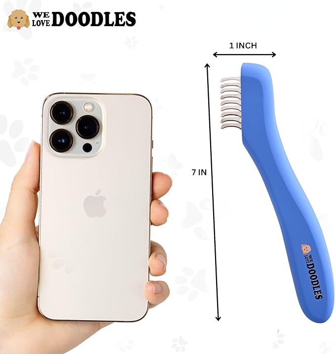 We Love Doodles Dematting Comb for Dogs - Dog Hair Mat Remover, Detangler Comb & Deshedding Tool, Removes Tangles, Knots, & Loose Hair, Metal Comb, Ergonomic Handle (9 Blade)