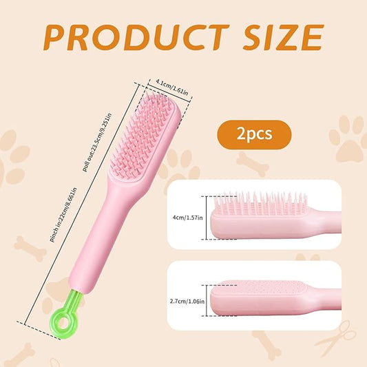 Retractable Pet Brush-8.7in. Soft - Bristled For Gentle Hair Removal On Small Dogs (Yorkies, Shih Tzus, Maltipoos), Pink