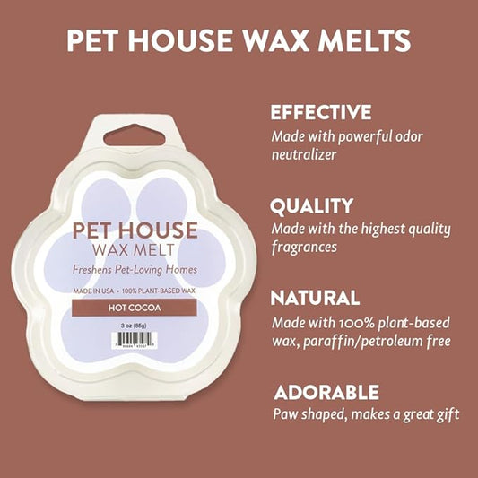 One Fur All Pet House Wax Melts Hot Cocoa, Long-Lasting, Scented Wax Melts, Natural Pet Odor Solution for A Fresh Smelling Home, Pet-Friendly Plant Based, Soy Wax Melt, 3 OZ