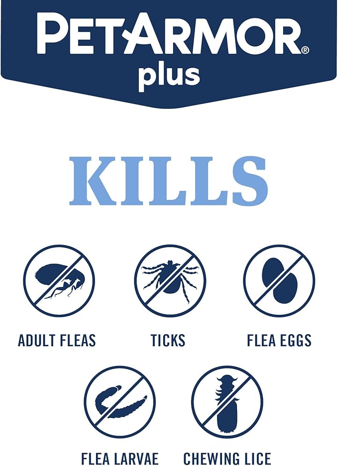 PetArmor Plus Flea and Tick Prevention for Dogs, Medium Dog Flea and Tick Treatment, 6 Doses, Waterproof Topical, Fast Acting (23-44 lbs)