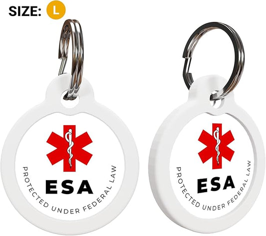QR Code Pet Tag Service Dog ID - ESA - Emotional Support Service Dog Name Tags (ESA, L)